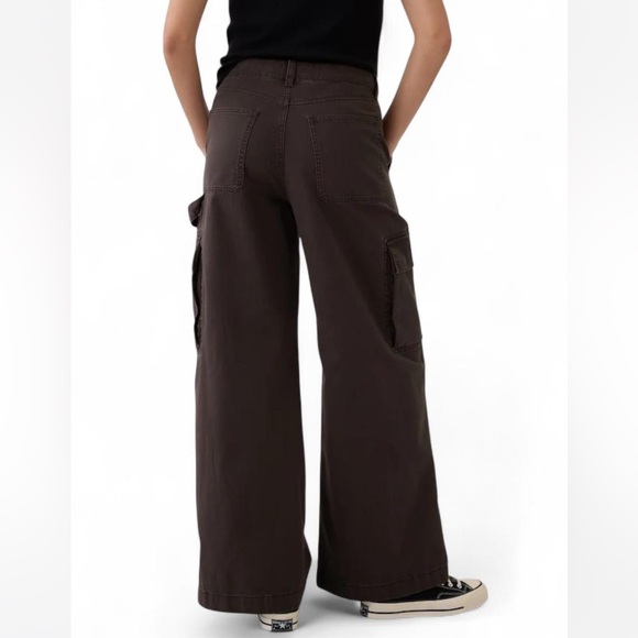 Gap Dark Brown Mid Rise Cotton Baggy Cargo Pants - Size 6 - Picture 2 of 6